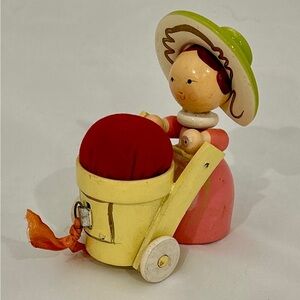 Vintage Pin Cushion Tape Measure Dispenser